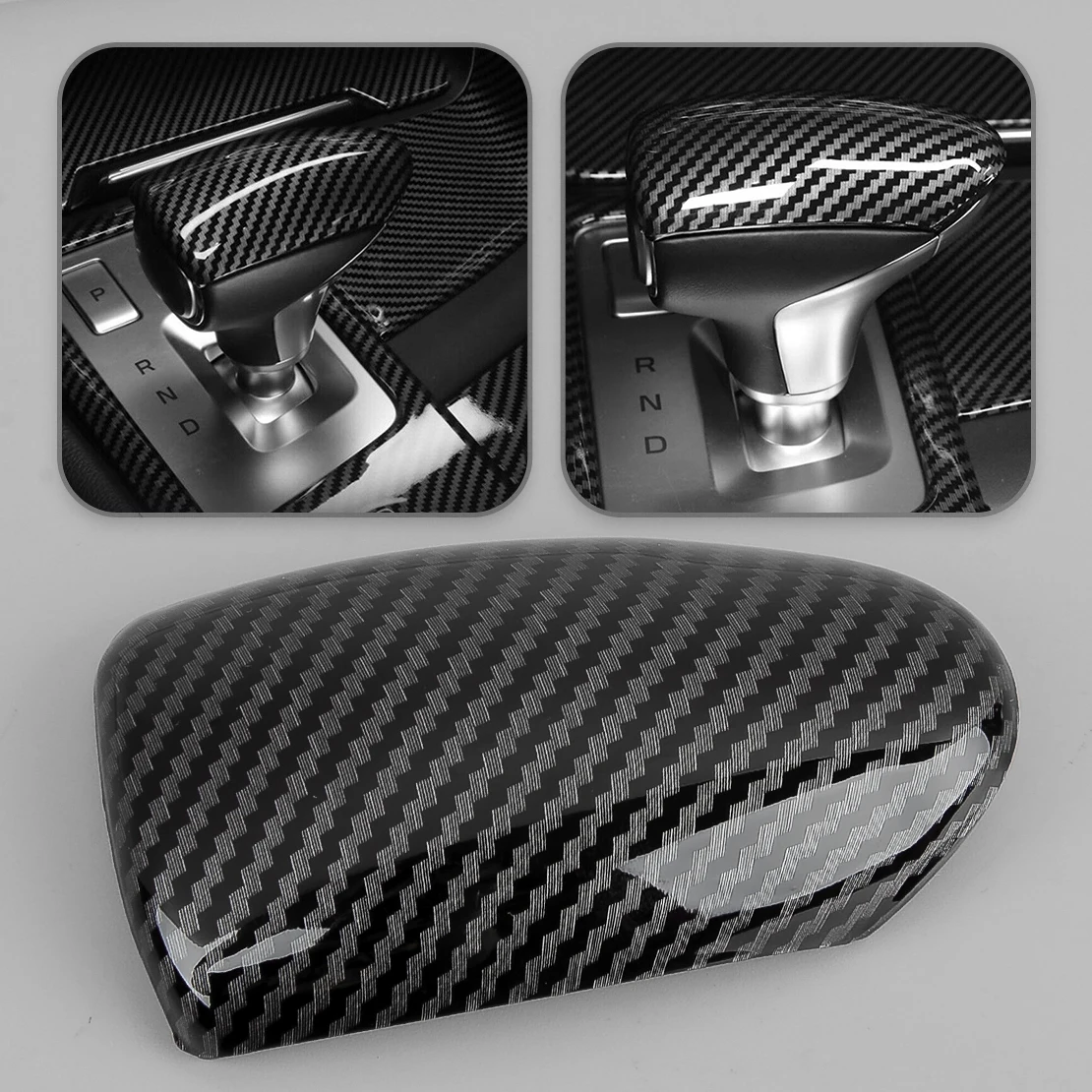 Car Gear Shift Knob Cover Trim Fit for Hyundai Genesis G70 2019 2020 2021 2022 2023 Black Carbon Fiber Style ABS