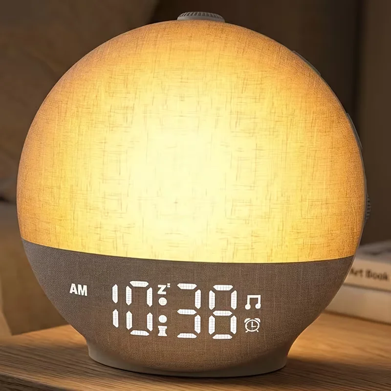USB Power Wake-Up Light White Noise Bluetooth Speaker with 30 Soothing Sound,Sunrise Alarm Clock Ambient Light for Heavy Sleeper