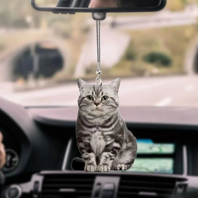 Car Pendant Mini Branch Cat Dog Hanging Charm Ornament Car Pendant Rearview Mirror Hanging Swing Decoration Keychain Ornaments