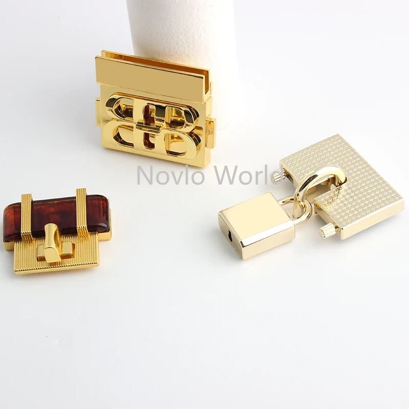 2-10Sets Light Gold,Satin Gold,K Gold Locks Metal Clasps Buckles Assembly DIY Handbag Wallet Closure Bags Hardware Accessories