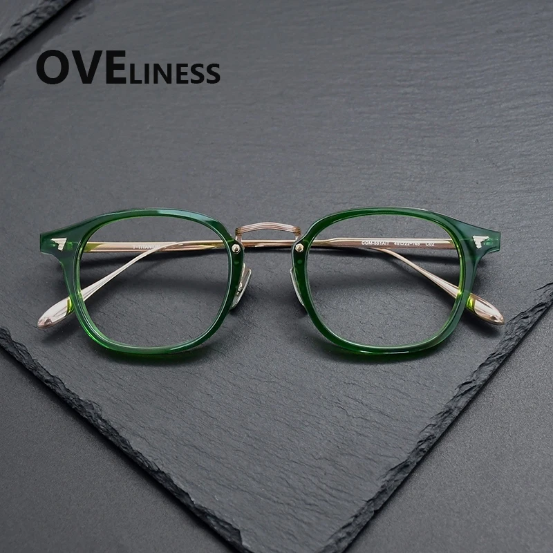 

2027 Acetate Titanium Glasses Frame Men Women New Brand Design Retro Round Eyeglasses frames Vintage Japanese Spectacles Eyewear