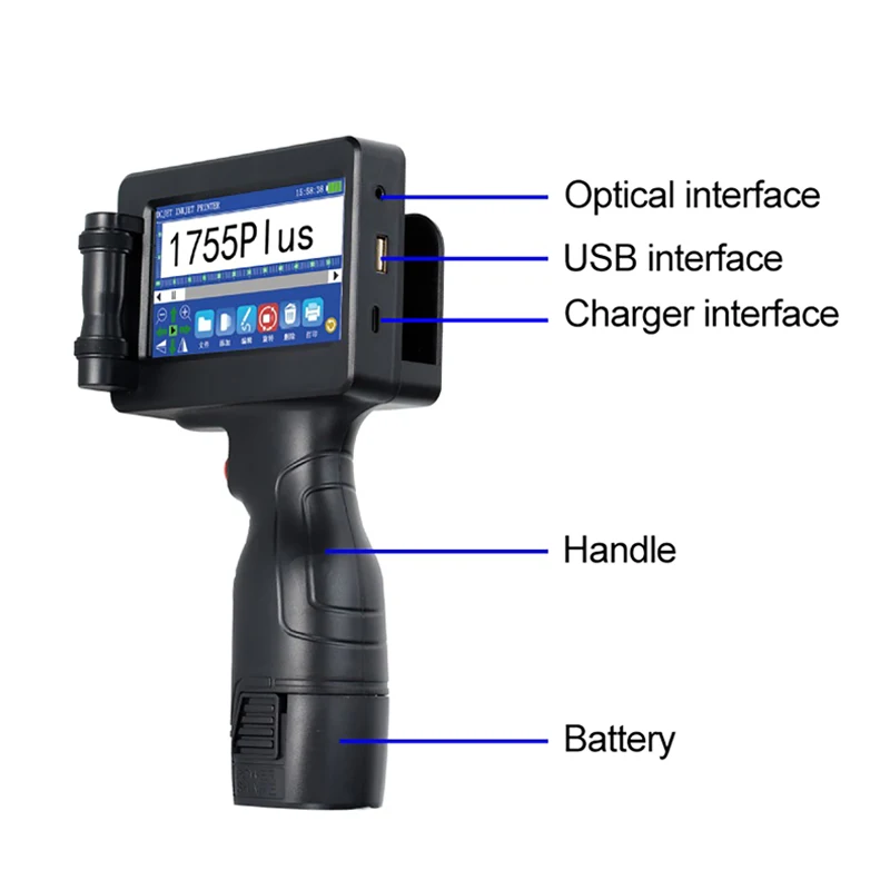 Impressora portátil 12.7mm, data de produção, número de lote, vida útil, impressão a jato de tinta, padrão de código qr, mini impressora jato de tinta portátil