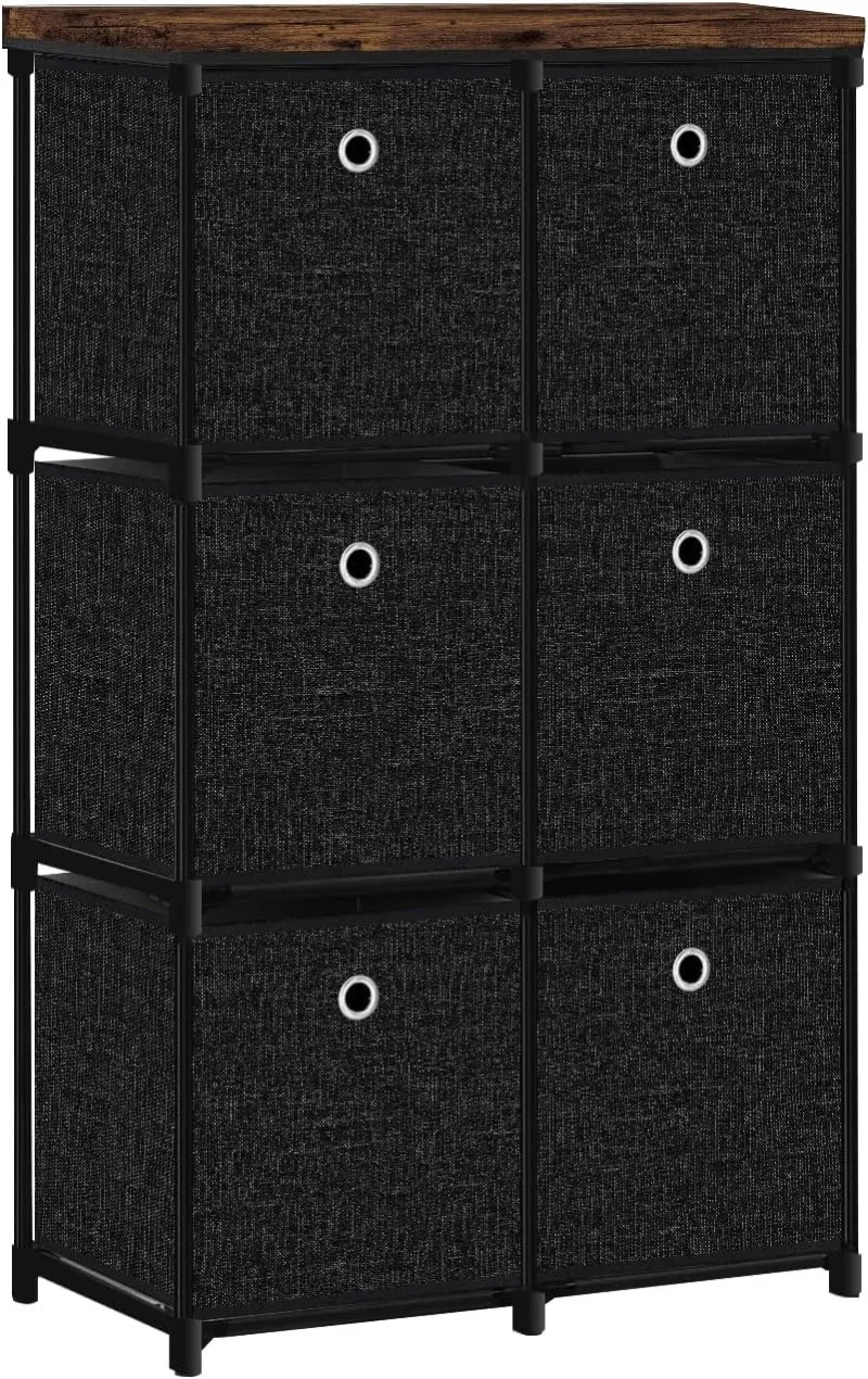 

Small Fabric Dresser with 6 Drawers, Tall Cube Organizer for Closet, Storage Drawer Unit Chest of Drawers for Bedroom, Living Ro