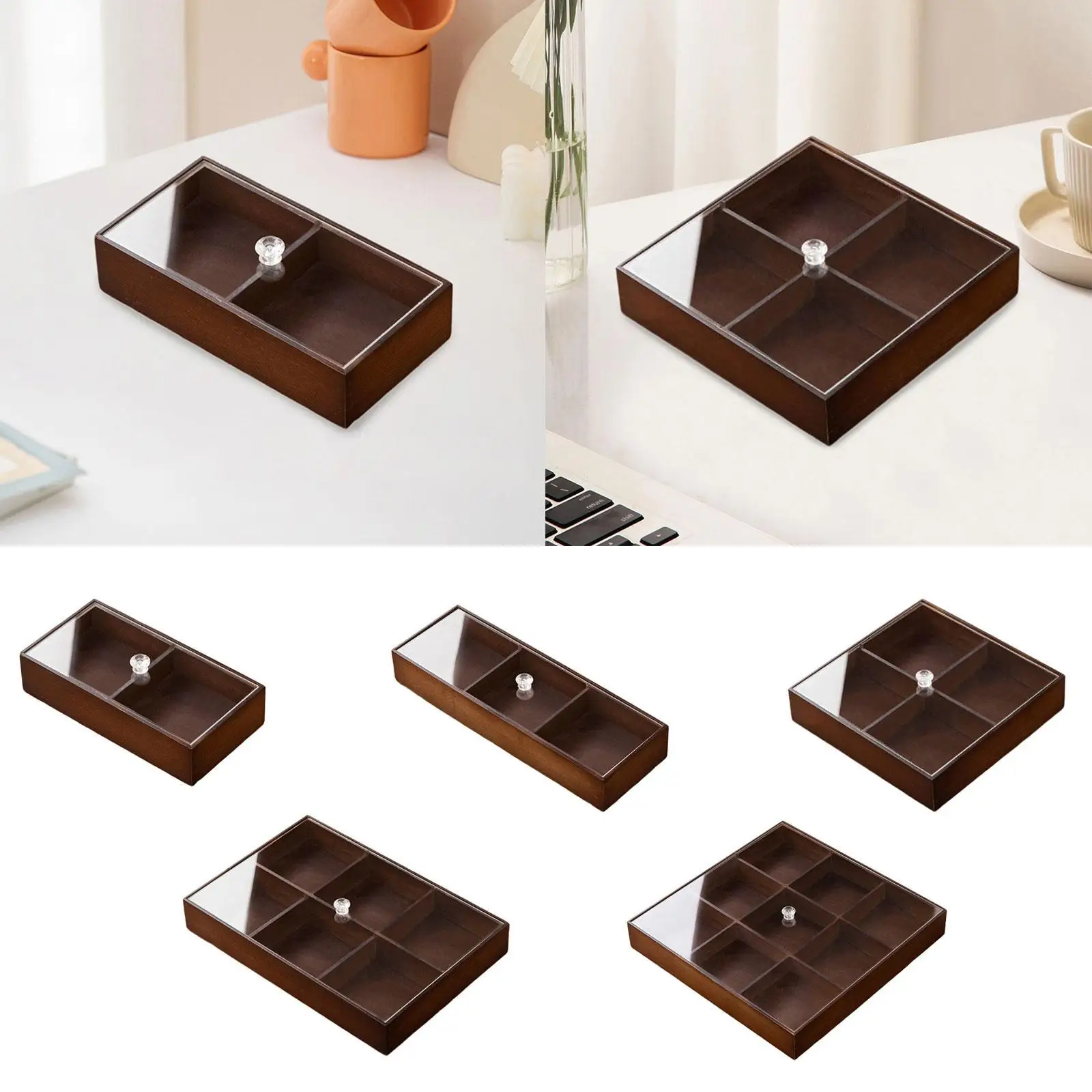 Divided Serving Tray with Cover Organizer Multipurpose Sturdy Compartment Storage Party Serving Platter for Office Kitchen