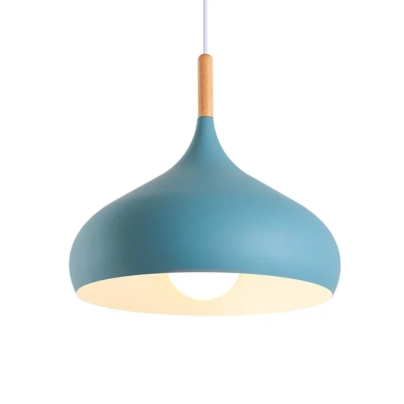 Nordic Simple Macaroon Color Single Head LED Pendant Light Chandelier Hanging Lamp for Kitchen Cafe Home Dining Room Decor
