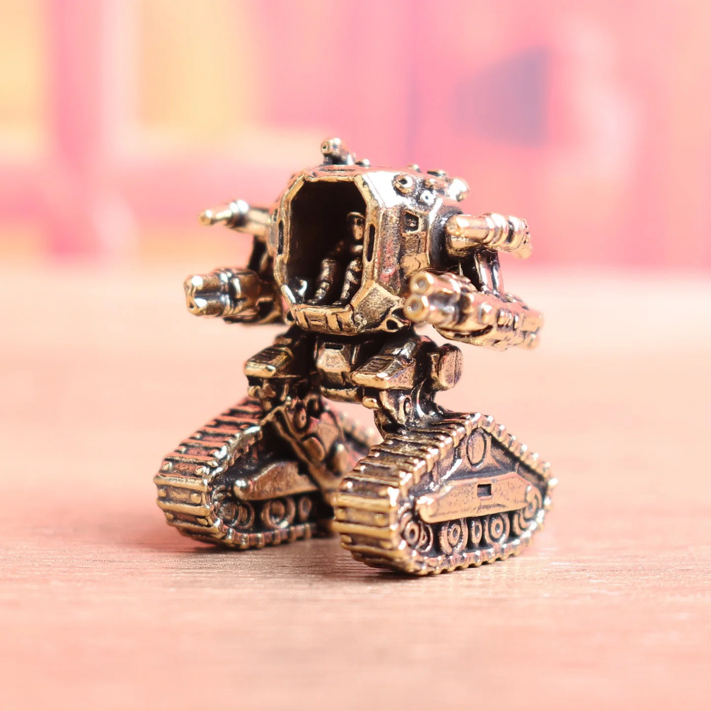 Science Fiction Warframe Small Statue Brass Mech Warrior Figurines Miniatures Vintage Landscape Desktop Ornament Home Decoration