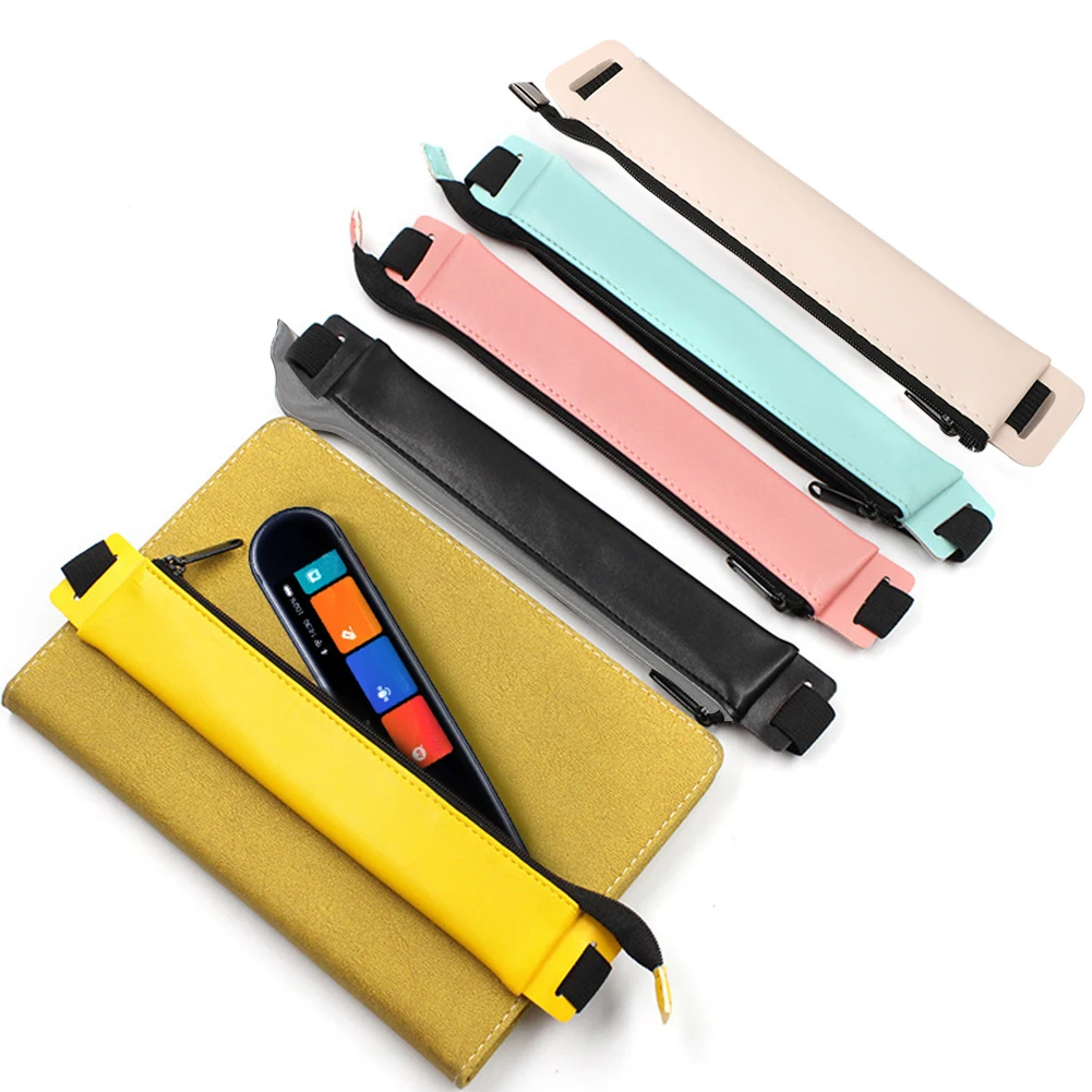 PU Leather Pen Bag Elastic Buckle Pencil Case for Book Notebook Fashion School Pen Case for Office Meeting Portable Stationery