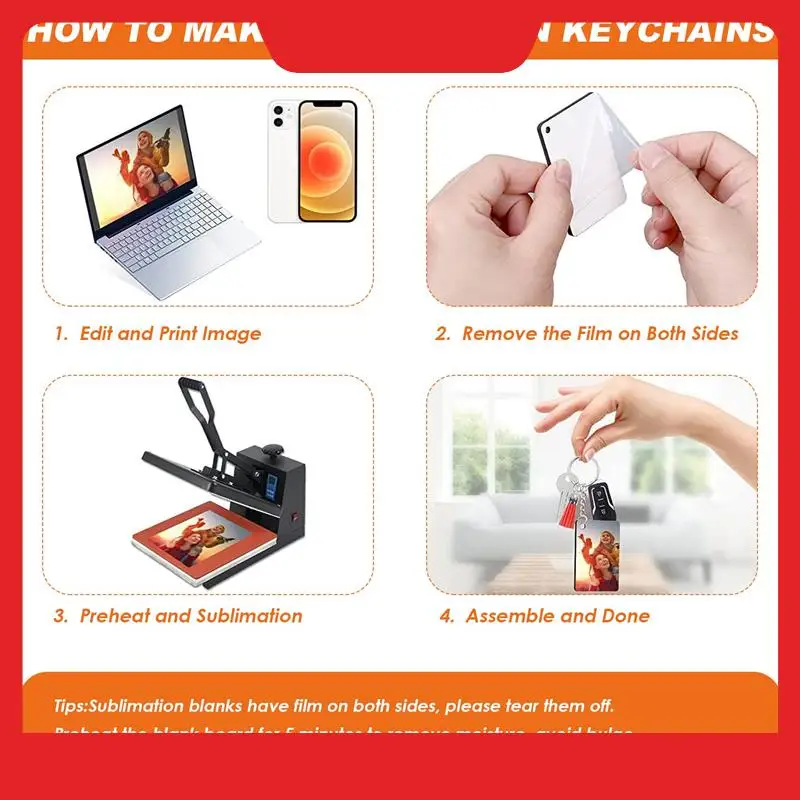 160 Sublimation Blank Products, Sublimation Keychain Blank Bulk Set With Heat Transfer Blank Tassel Keychain Jump Rings