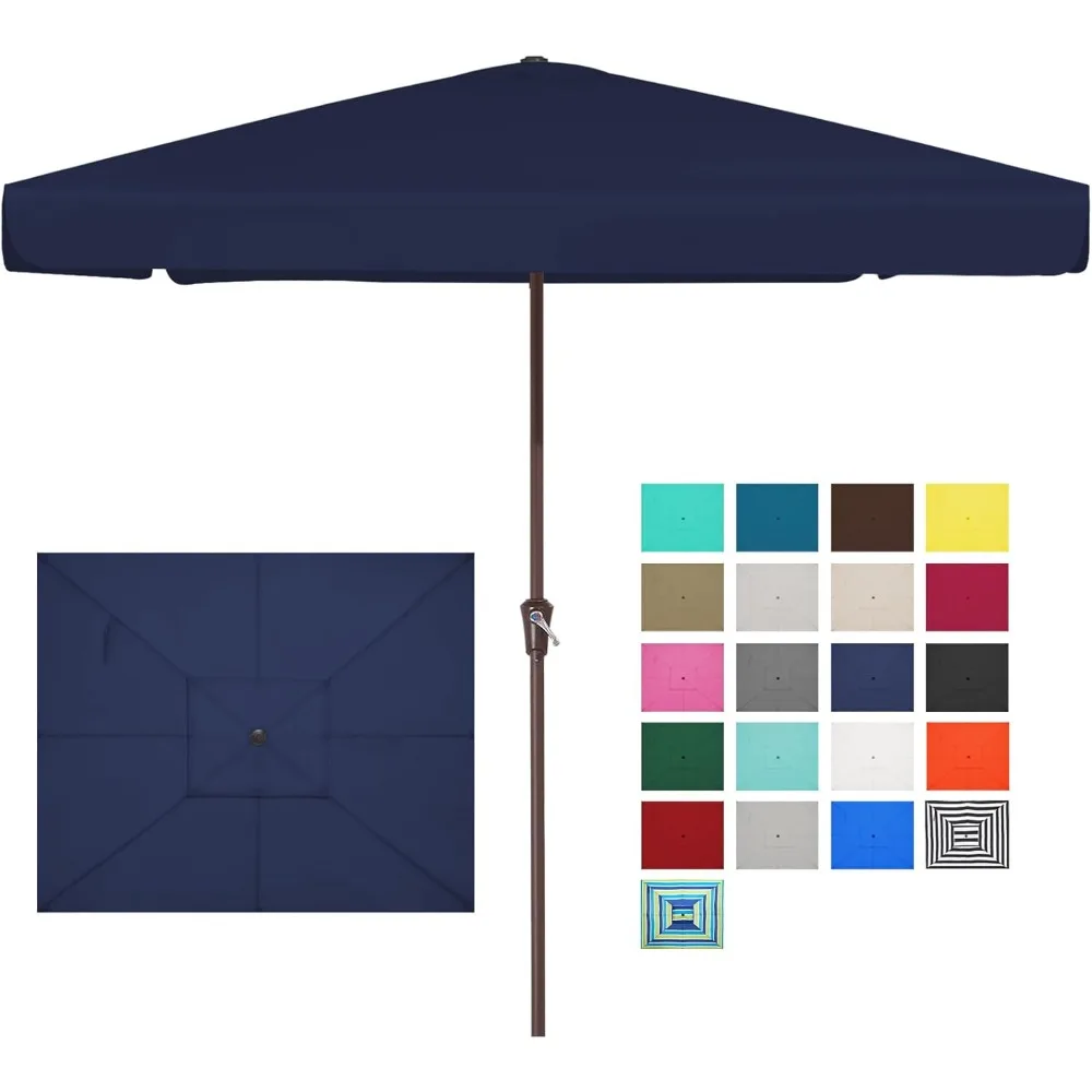 

8x10 ft Rectangular Patio Umbrellas Outdoor Table Market Umbrella w/Crank, 8 Sturdy Ribs, UV Protection Waterproof Sunproof(Nav