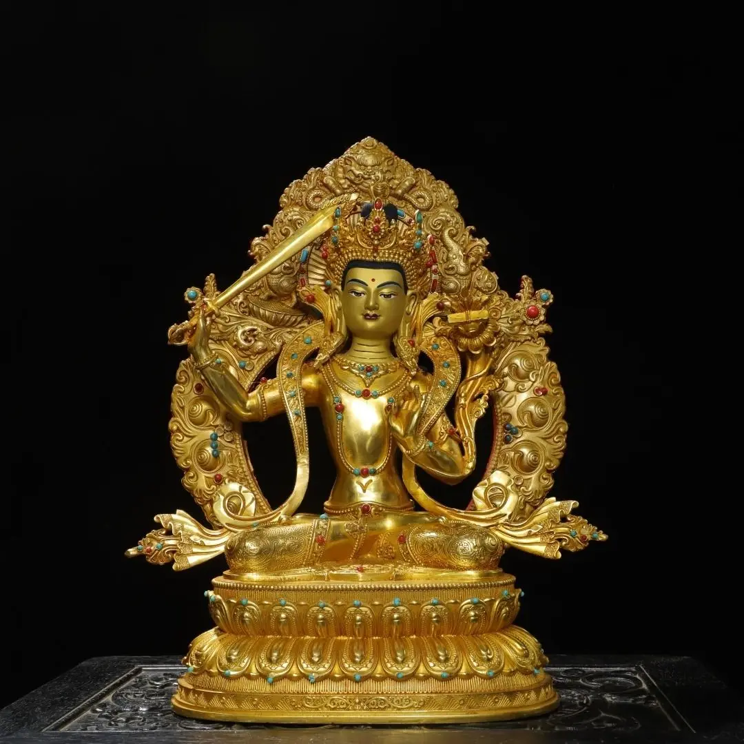 Copper gilt painting [Manjushri Bodhisattva] Height 35 cm Width 26 cm Thickness 16 cm Weight 3.3 kg