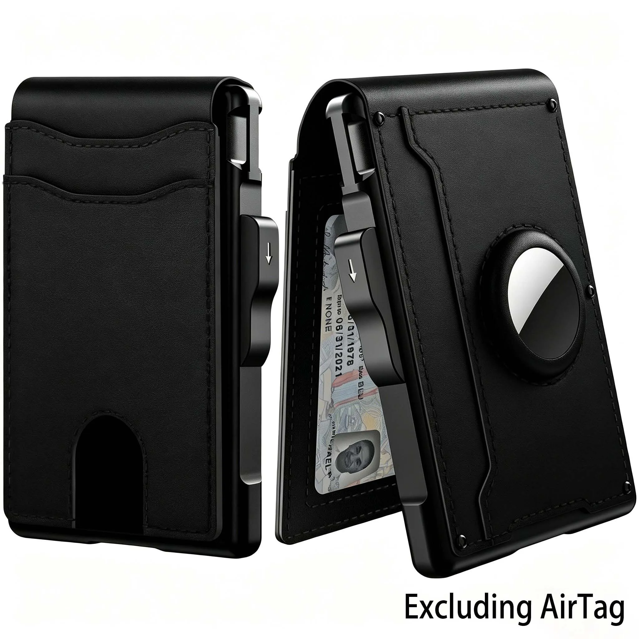 Herren Pop-Up Aluminium-Gerahmte Kohlefaser PU RFID-Blockierende Bifold-Geldbörse mit AirTag-Fach Kreditkartenhalter Faltbares Design – Detail 7