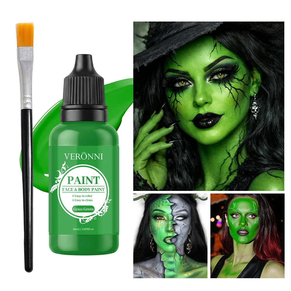 Temporary Tattoo Makeup,Monochrome Grass Green Face Body Paint for Cosplay,Stage Performances Non‑Toxic Face Painting Makeup