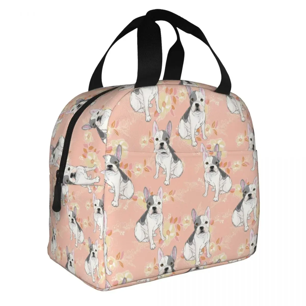 Lunch Tassen Voor Vrouwen Kinderen Franse Bulldog Hond Thermische Koeltassen Draagbare Picknick Dier Canvas Tote Bento Zakje