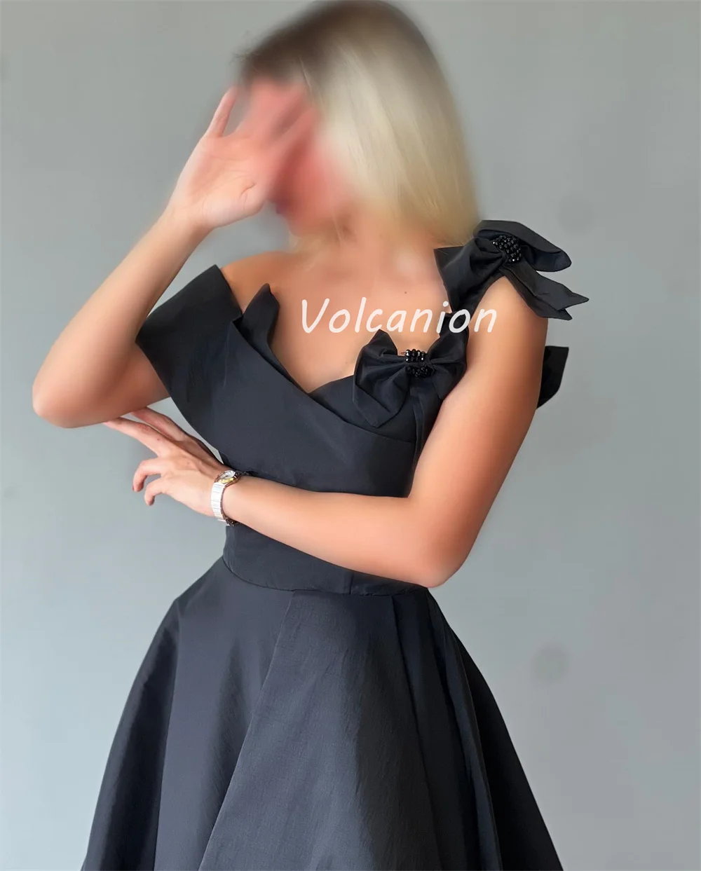 Customized Modern Style Elegant Charmeuse Beading Bow A-line Off-the-shoulder Long Dresses Bespoke Occasion Dresses Classic