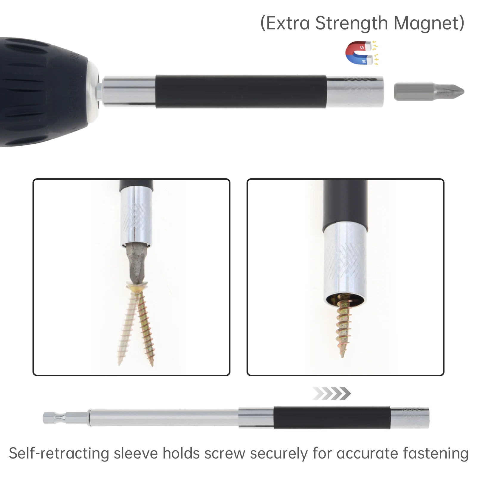 

3 pcs/set 80 /120 /140 mm Scalable Magnetic Screw Drive Guide Drill Bit Tip Holder Screwdriver Bit Holder Extension Bar Adapter