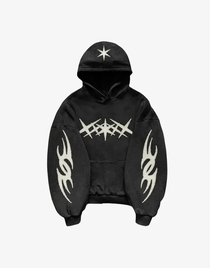 سويت شيرت رجالي بغطاء للرأس عالي الشارع كاجوال ومريح لجميع المواسم بالإضافة إلى حجم طباعة فضفاضة Y2k نمط فاسق