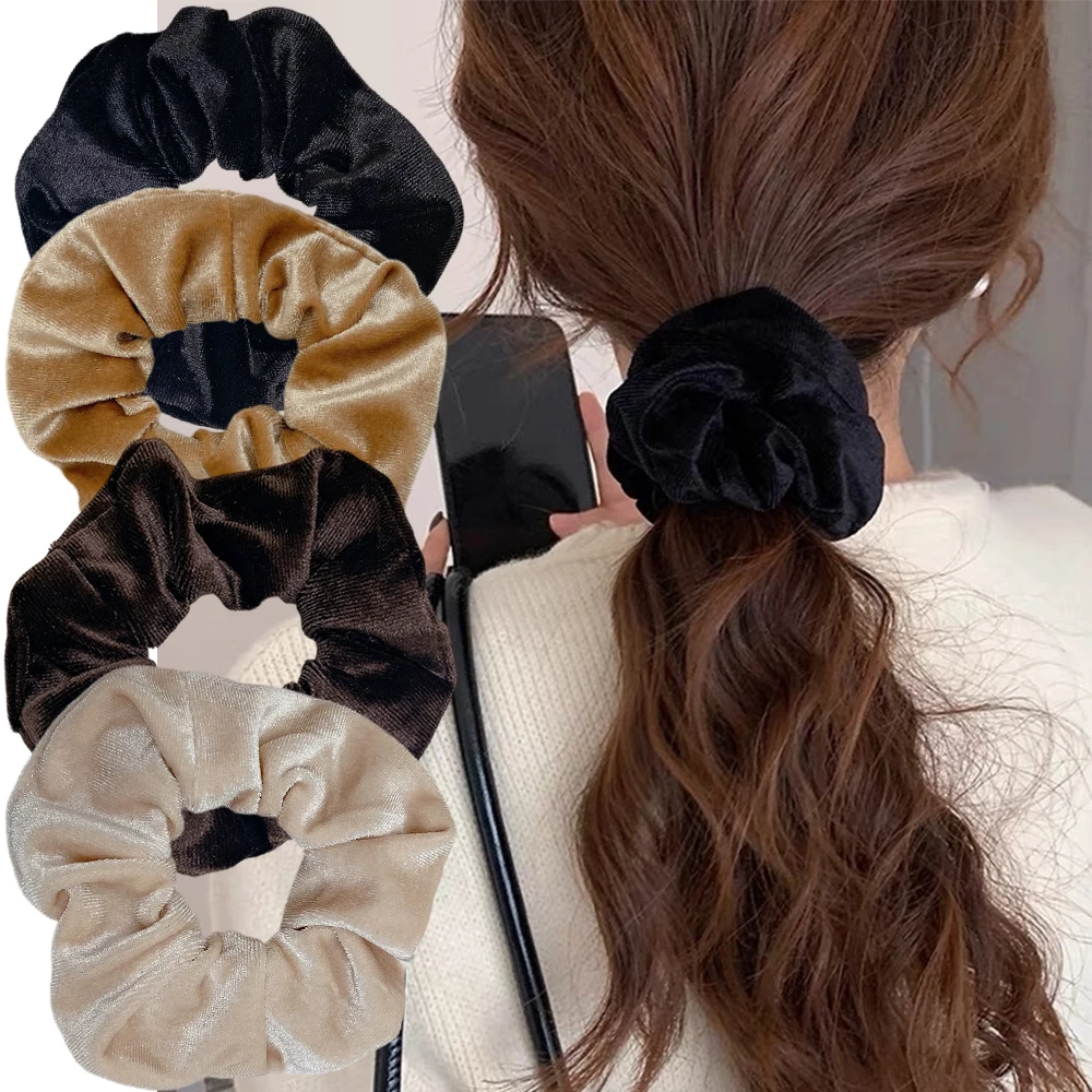 4Pcs Velvet Large Hair Tie Rope Scrunchies Elastic Hair Bands Bow Fashion Hair Accessories Women Hair Decor Ponytail Hairbands