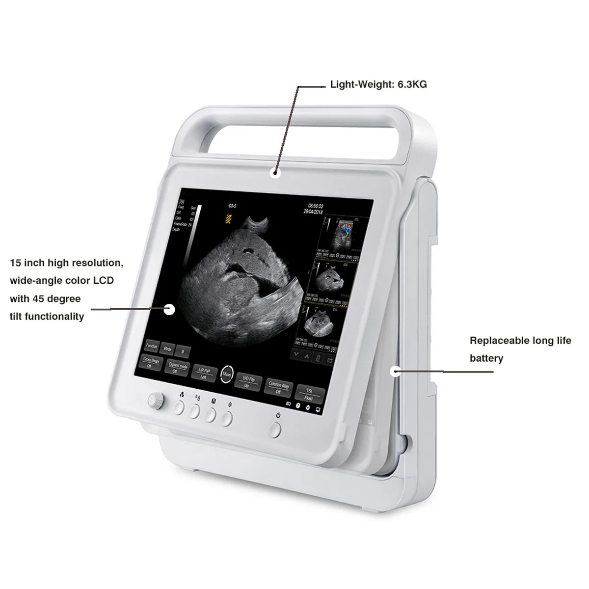 Clinial 15 Inches Led Screen Desktop Portable Color Doppler Scanner Vet Ultrasound Machine