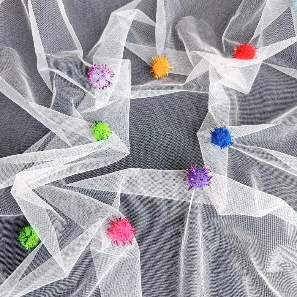 Table Flag 3D Pom-Poms Tablecloth Handmade Decorative Tulle Table Runner Romantic Gauze Tablecloth Dining Room