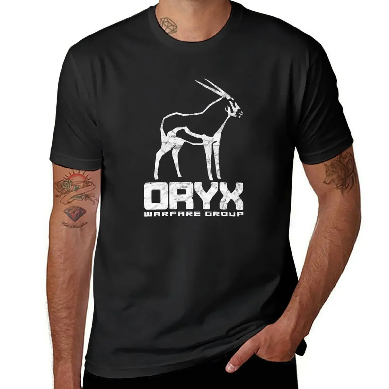 Oryx War Group (distressed) -kaus terinspirasi Elysium, baju musim panas edisi baru, kaus grafis pria besar dan tinggi