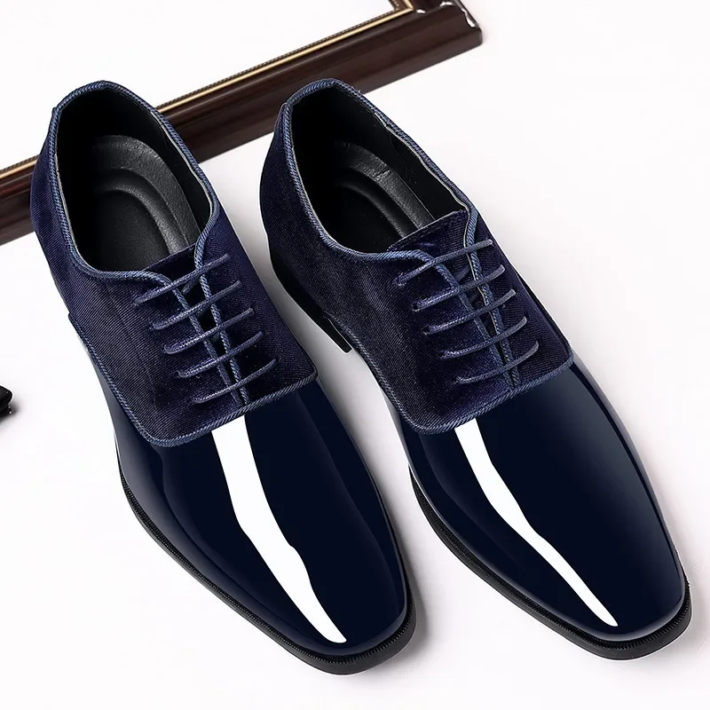 

New Oxford Shoe Men's Pointed Toe Dress Shoes Luxury Lacquer Wedding Shoes Classic Derby Shoe 2024 Leather Shoes Size 39-47