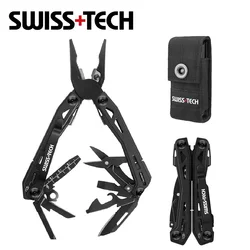 SWISS TECH-multiherramienta 16 en 1 para acampar, alicates multiplegables, pelacables, bolsillo al aire libre, Mini portátil para acampar, recién llegado