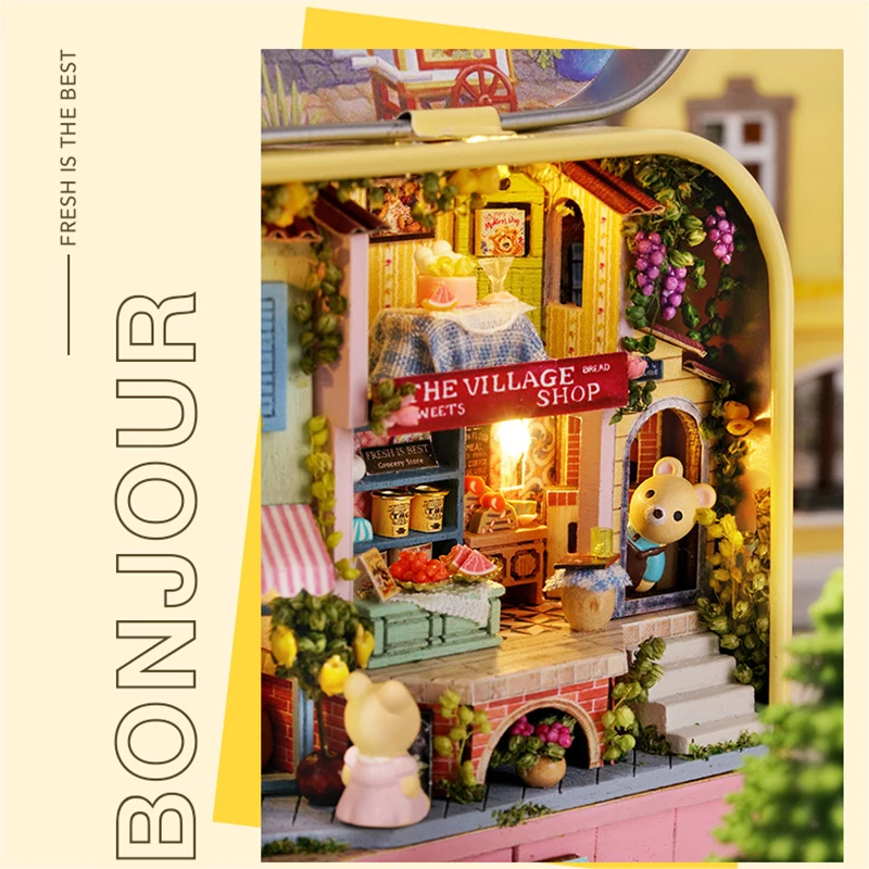 DIY-Puppenhäuser aus Holz, handgefertigt, lustige Miniaturboxen, niedliche Puppenhäuser, Bausätze, Geschenk, Holzspielzeug für Geschenke – Detail 12