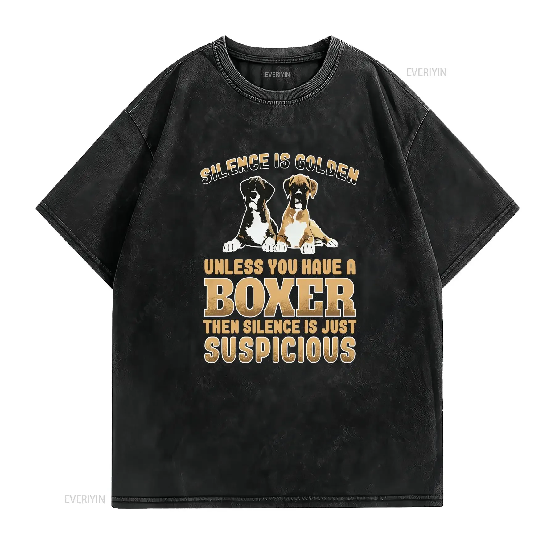 Boxer Dog Funny T Shirt Cotton Crew neck short sleeve For  vintage Washed designer clothes Stylish fashion Breathable