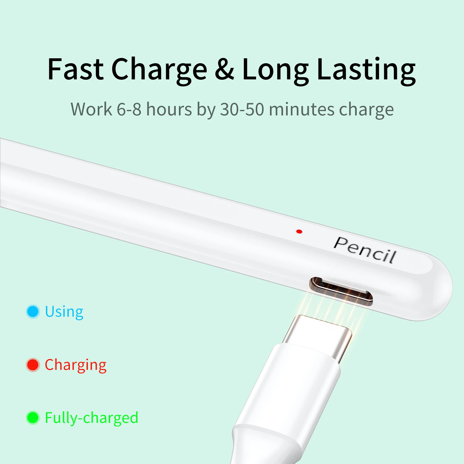 Simple Magnetic Adsorption Capacitive Stylus Pen with Tilt Sensitivity & Palm Rejection Custom Function iPad Compatible