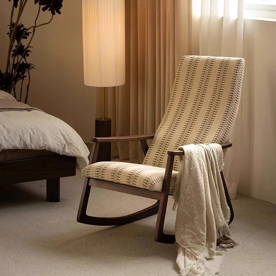 

Black walnut solid wood rocking chair balcony household solid wood rocking chair backrest