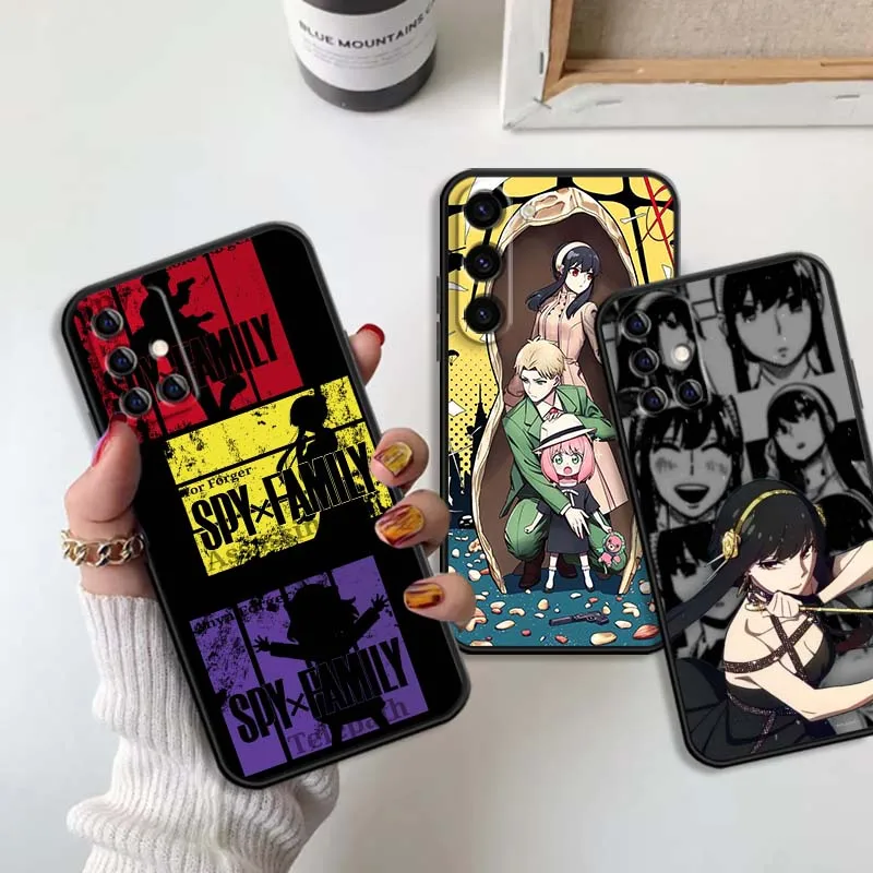 

Trend SPY x FAMILY Cartoon Phone Case For Samsung Galaxy S25 S24 S23 S22 S21 S20 S10 Ultra Plus FE 5G Black Soft TPU Cover