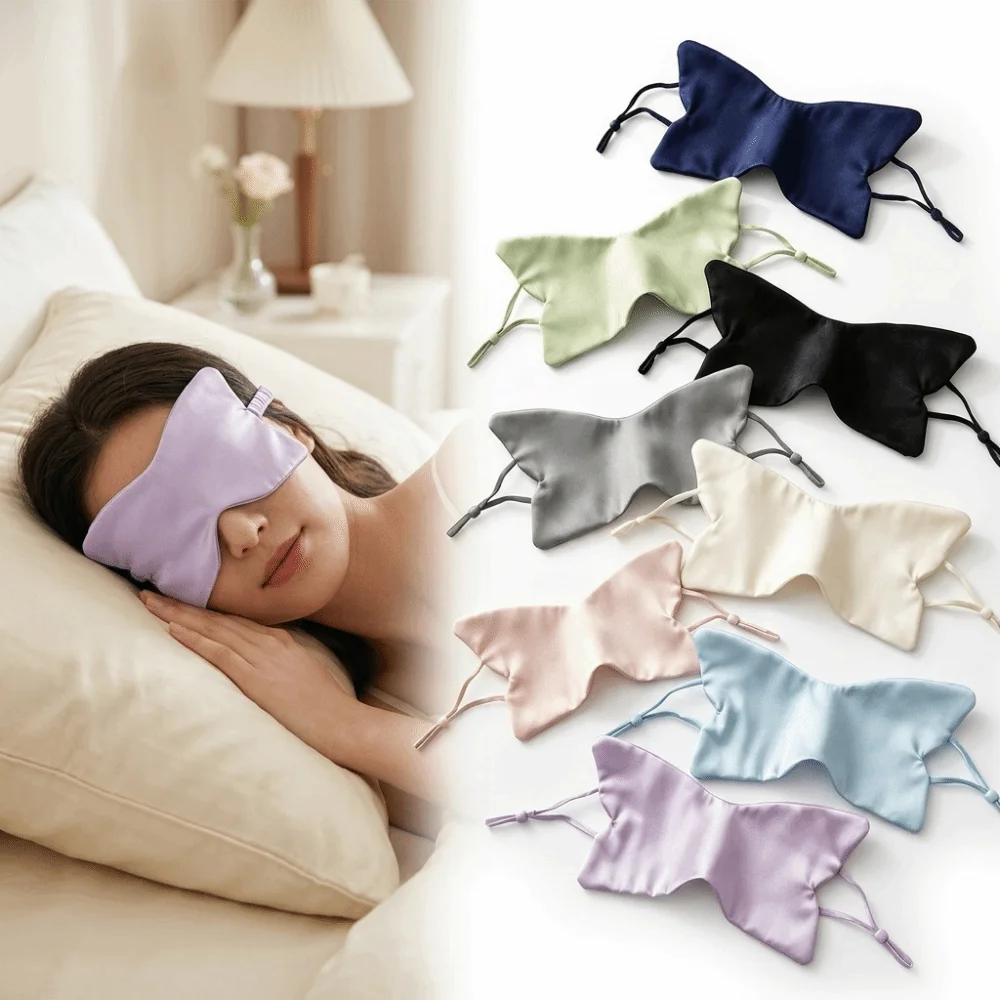 Butterfly Print Sleep Eye Mask Portable Double Sided Light Blocking Eye Cover Skin Friendly Smooth Butterfly Print Eye Mask
