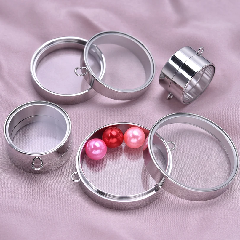 1Pc Stainless Steel Twist Round Ashes Glass Urn Memory Medallion Connector 15-45mm DIY Floating Living Locket Pendant Jewelry