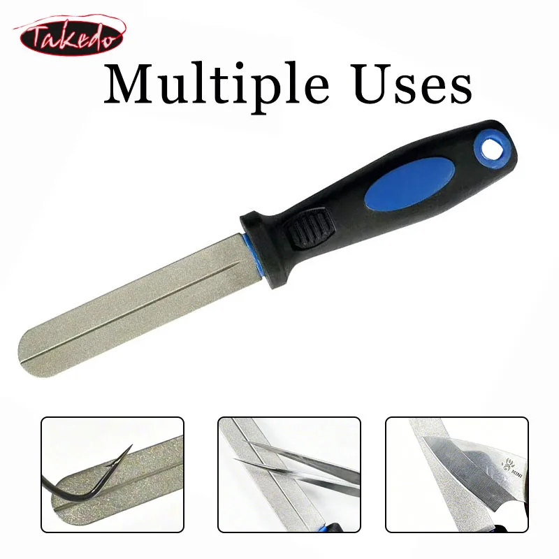 TAKEDO RS01 150mm 40g Diamond Hook Sharpener Fishing Gear Accessories Grinder Tool Double Size Fishing Hook Sharpening File