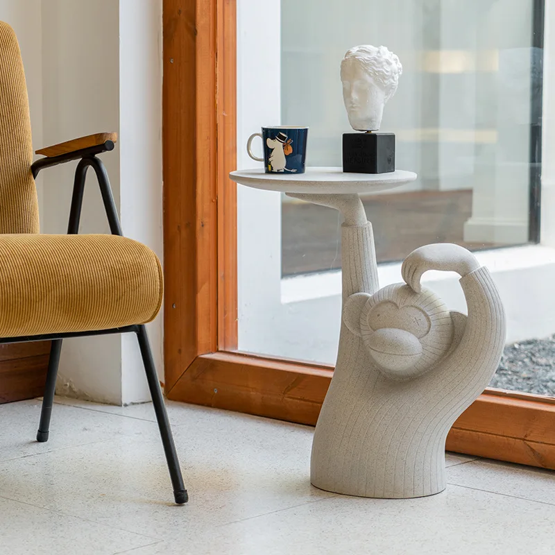 

Coffee table Nordic light luxury edge table simple modern art living room cement tray small corner table