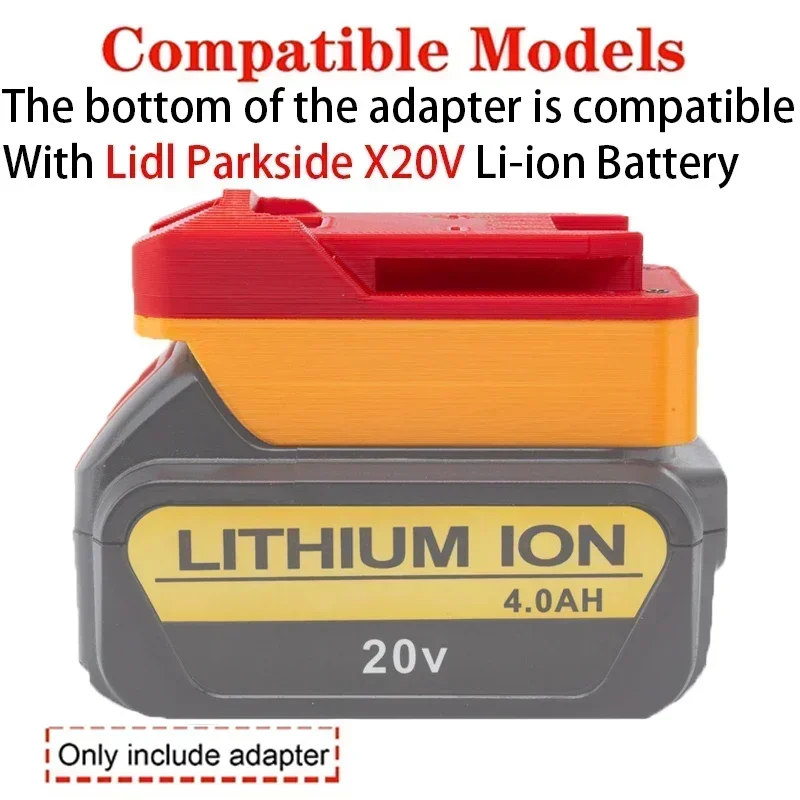 Imagem -02 - Adaptador de Bateria para Dewalt 18 20v Bateria Máxima para Lidl Parkside X20v Li-ion Ferramenta Conversor de Bateria Acessórios de Ferramenta Elétrica