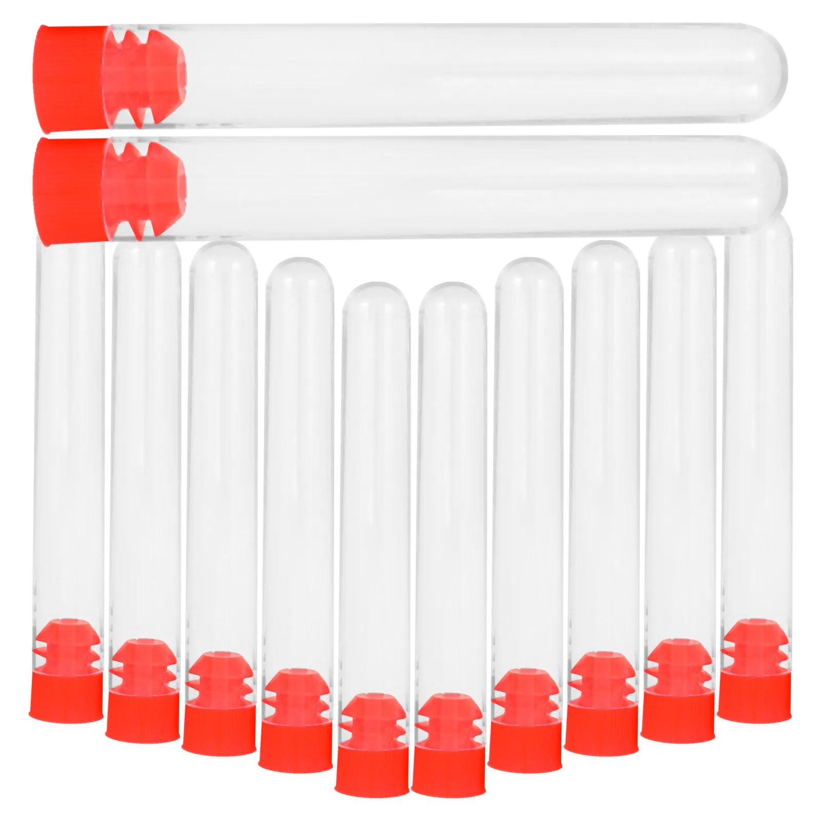 

12 Pcs/Pack 16x150mm Plastic Clear Test Tube with Stopper for Scientific Experiments Party Candy Storage with Stopper (Random Co