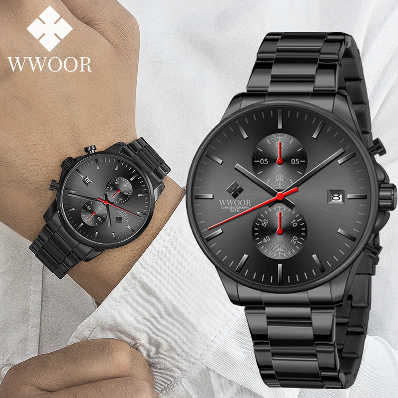 

WWOOR Fashion Business Watches Men's Quartz Wristwatches Waterproof Sport Men Watch Free Shipping Luxury Male Clock Montre Homme