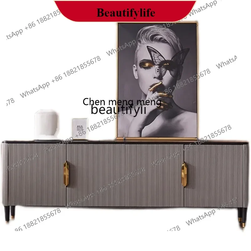 

G153 Affordable Luxury Style TV Cabinet and Tea Table Combination American Small Apartment Modern Minimalist Floor Cabinet Furn