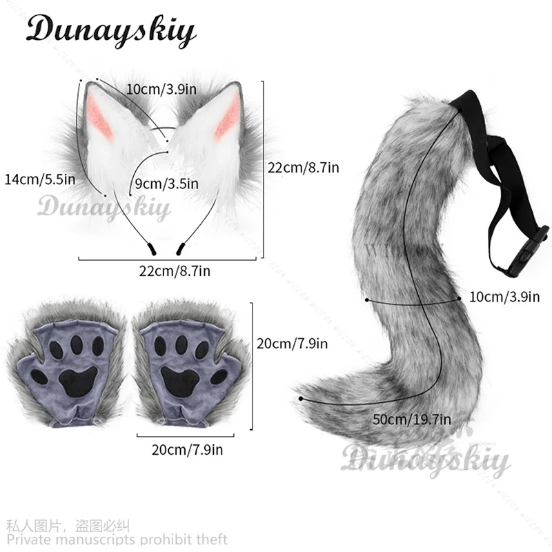 

2024 Halloween New Furry Cosplay Cat Costume Animal Cosplay Headband Kitten Furry Party Dress Up Gifts Earwear Tail Roleplay Cos