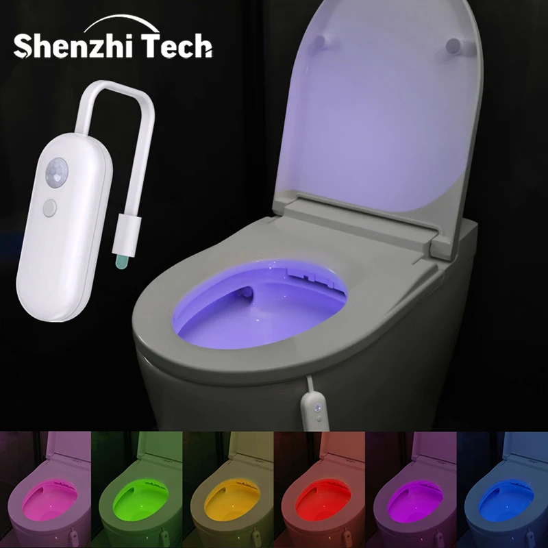 Shenzhi Tech LED-Toiletten-Nachtlicht, Bewegungssensor, einteilige Ausführung, automatisches Ein-/Ausschalten, wiederaufladbare LED-Lampe für Badezimmer