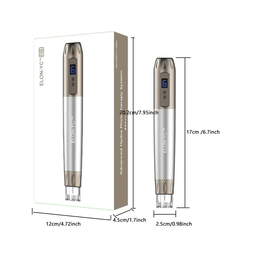 Stylo à micro-aiguilles professionnel sans fil Hydra H6 avec 5 pièces, adhérence des rides grossières, stylo Derma, appareil de beauté pour les