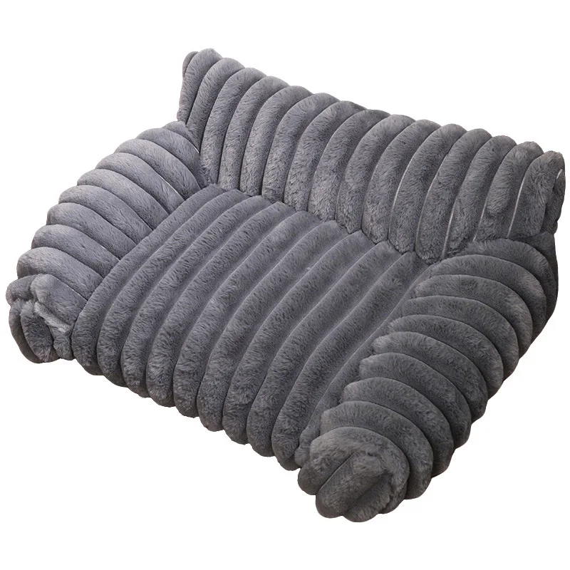 

Large Dog Bed Cat Sofa Bed Faux Rabbit Fur Plush Thickened Bolster Raised Rim Comfortable Pet Couch Washable Non Slip Bottom