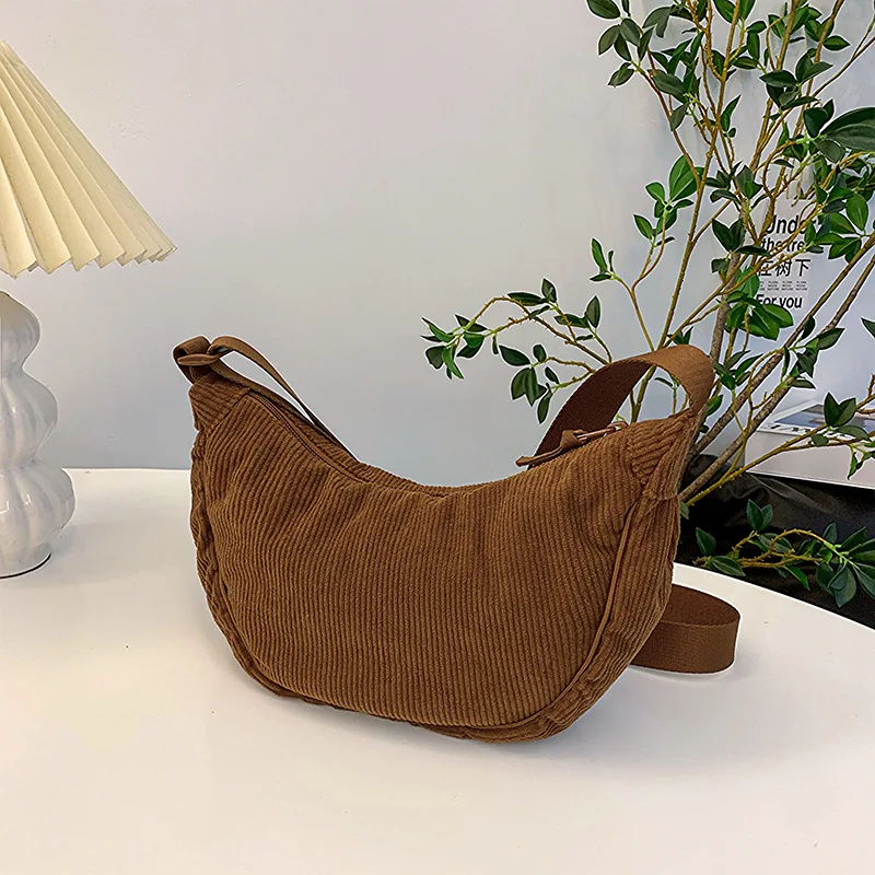 Hana Lau Solid Corduroy Hobo Shoulder Bag 8