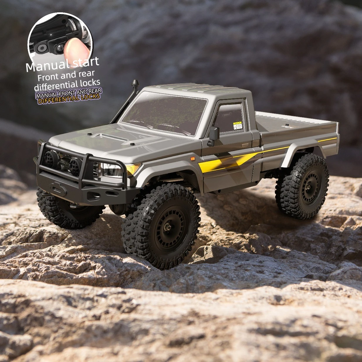 YK41011 1/10 RC Rock Crawler Pickup Truck 4WD Brushed Manual Diff Locks 2‑Speed LCG Chassis 25KG Metal Gear Servo Off‑Road Vehic