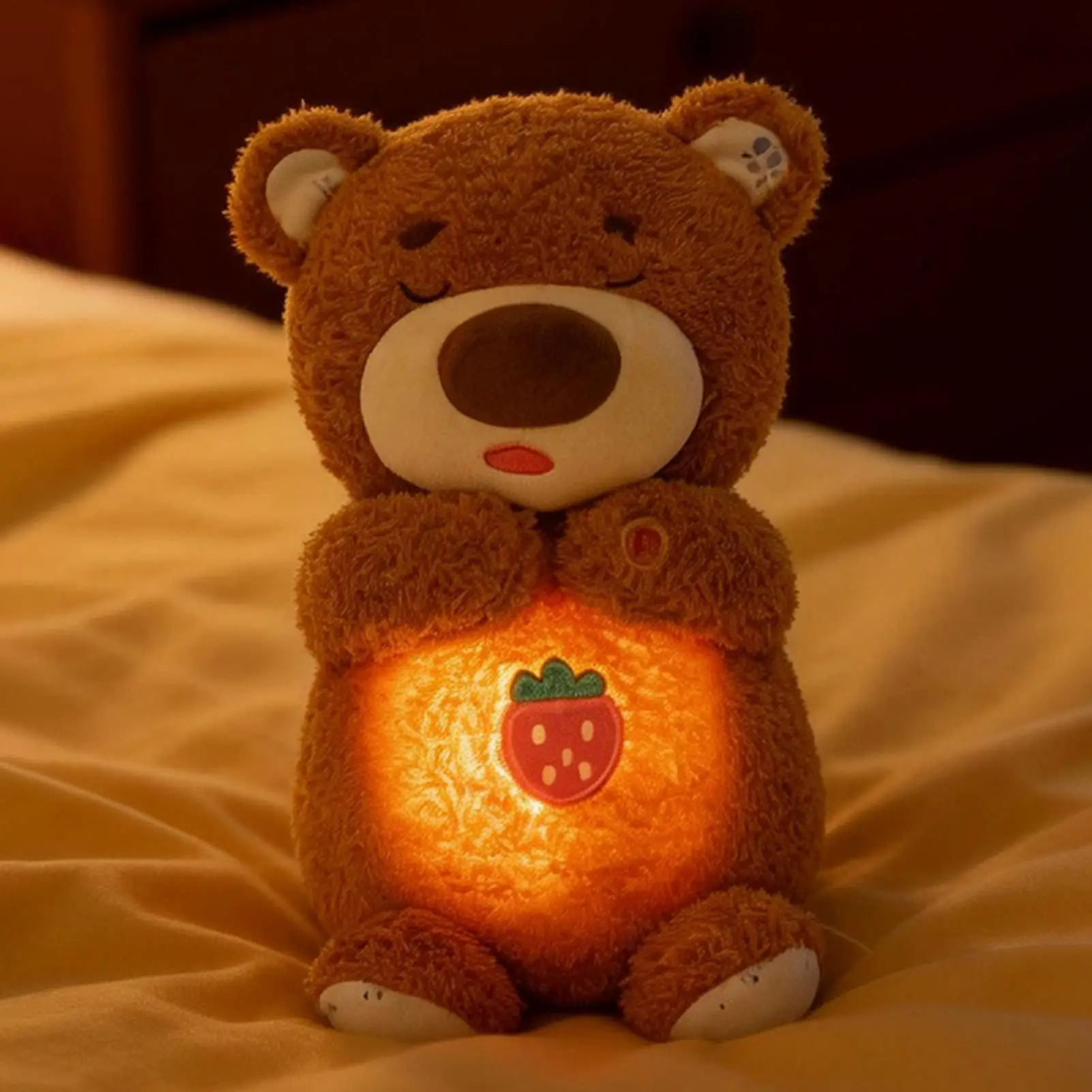 Breathing Bear Cute Bear Calming Soother With Sound & Light Stuffed Animals For Kids Boys Girl Birthday Valentines Christmas