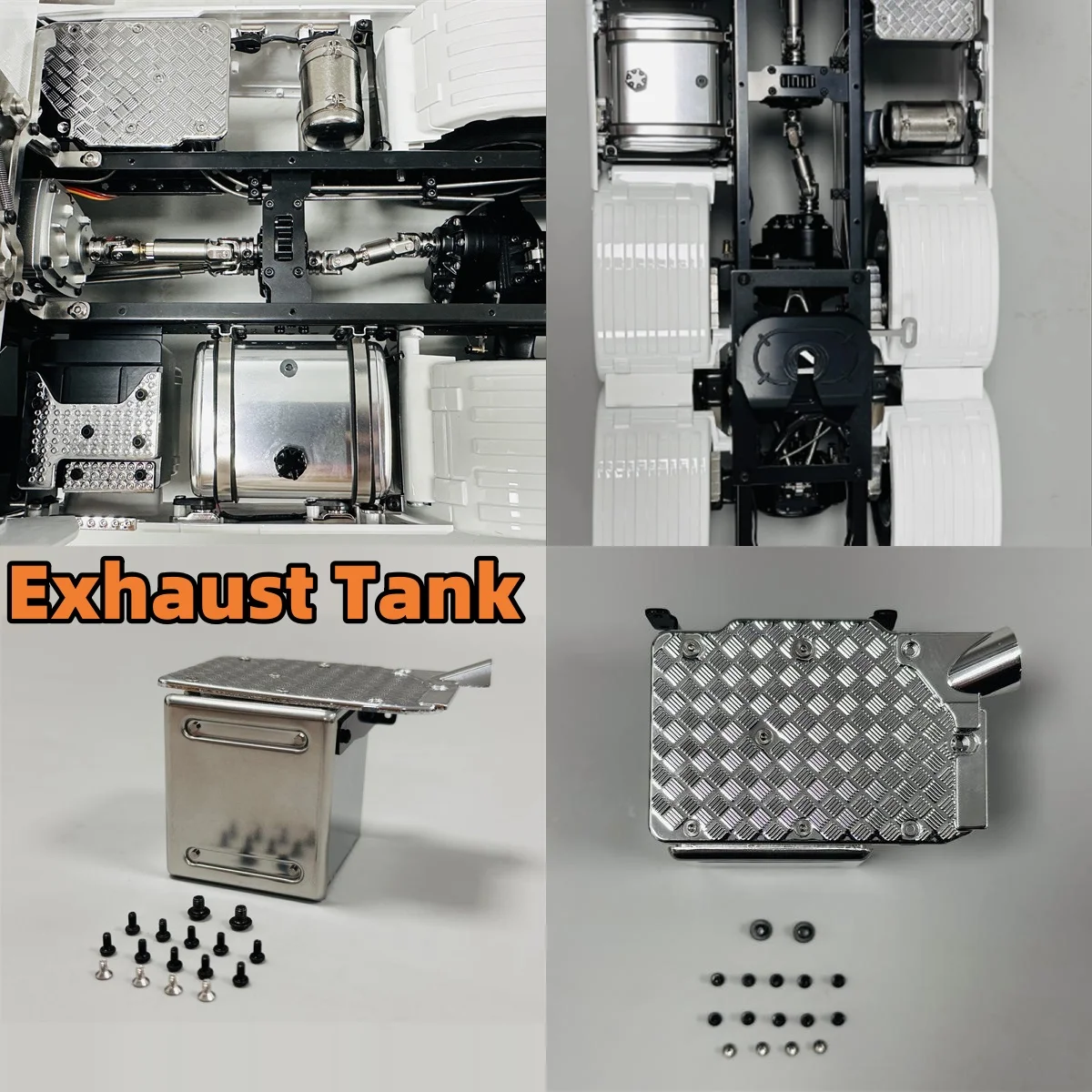 Metalowy zbiornik wydechowy do modeli Tamiya RC Scania770S w skali 1/14, ciężarówka wywrotka, ciągnik, akcesoria do modyfikacji DIY