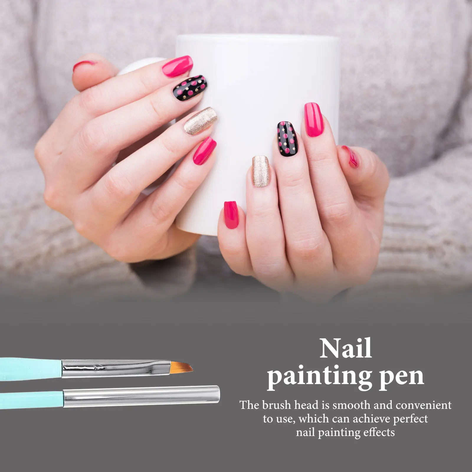 

2Pcs Nail Brush Nail Art Painting Brushes Clean Up Tools for Removing Excess Polish Manicure Accessories Manicure Brush