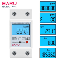 AC 220V 80A Din Rail LCD Digital Backlight Single Phase Energy Meter kWh Power Consumption Meter Wattmeter Electronic Reset Zero