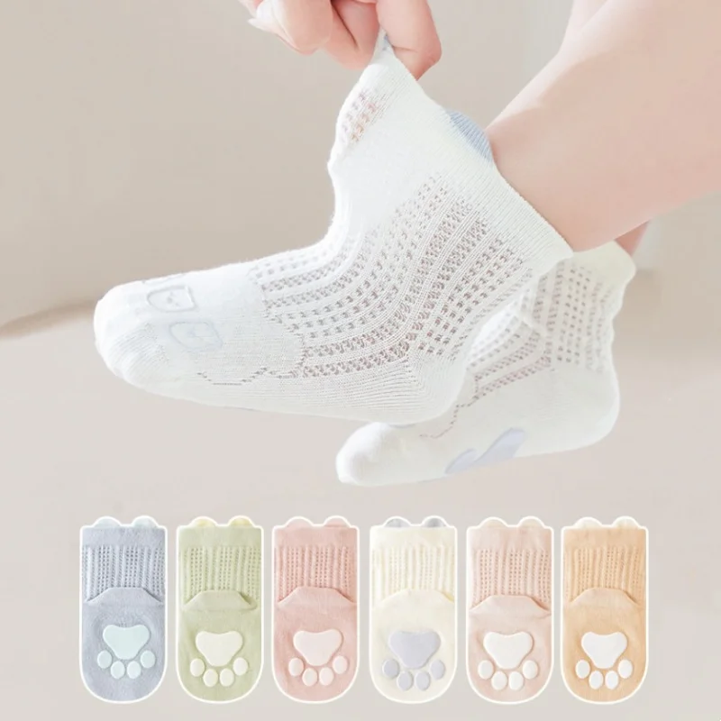 

Spring Summer Baby Toddler Socks Kids Boys Girls Thin Mesh Non-slip Floor Socks Infant Home Cotton Boneless Boat Socks 0-5Years